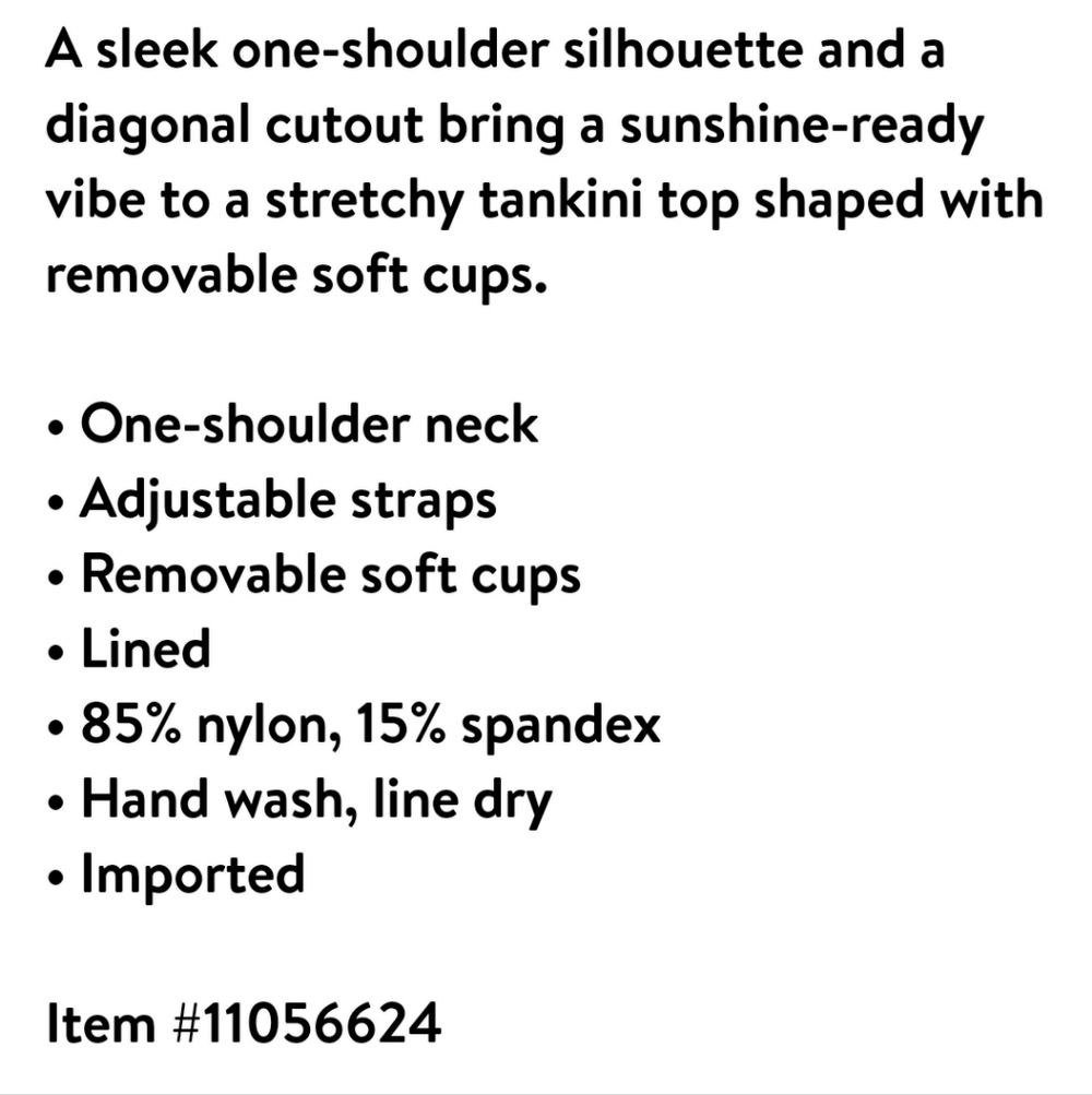 SOLUNA NWT SUN GODDESS ONE-SHOULDER CUTOUT TANKINI TOP SZ 8 SWIMSUIT - Picture 8 of 8